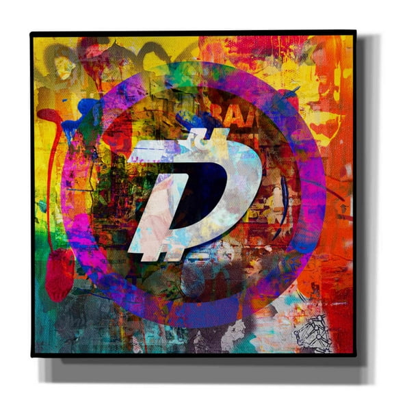Epic Graffiti 'Dgb Digibyte Crypto In Color' by Epic Graffiti Portfolio Giclee Canvas Wall Art, 37"x37"