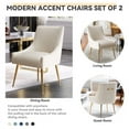 thumbnail image 3 of SEYNAR Modern Velvet Dining Chairs Pleated Vanity Chair Set of 4 with Glod Legs for Living Room,Beige, 3 of 12