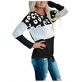 thumbnail image 2 of EGNMCR Chandails pour Femmes Mode Féminine Rayé Imprimé Léopard Confortable Manches Longues Hauts de Chandail, 2 of 9