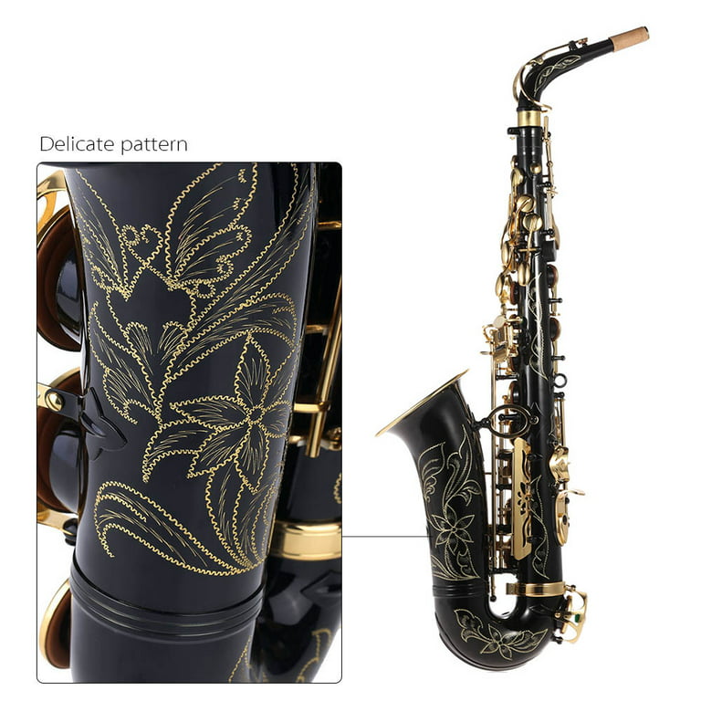 ammoon Eb Alto Saxophone Brass Lacquered Gold E Flat Sax 82Z Key Type  Woodwind Instrument with Cleaning Brush Cloth Gloves Strap Padded Case