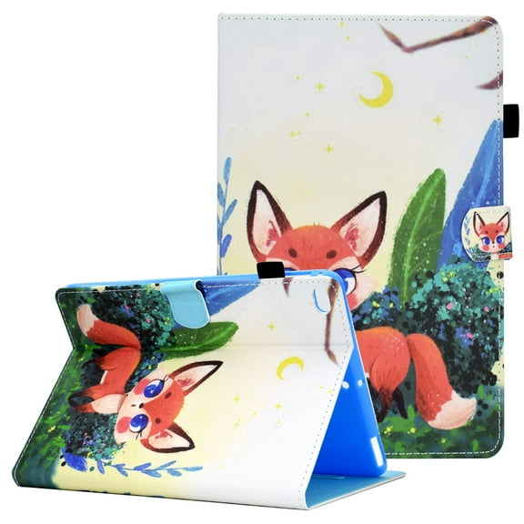 Allytech Case for iPad 9.7" 6th/5th Gen 2018/2017 Model, iPad Air 2/Air 1 Case with Pen Holder, Hands-Free Stand PU Leather Anti-Scratch Auto Sleep Wake Magnetic Snap Case for iPad 9.7", Cute Fox
