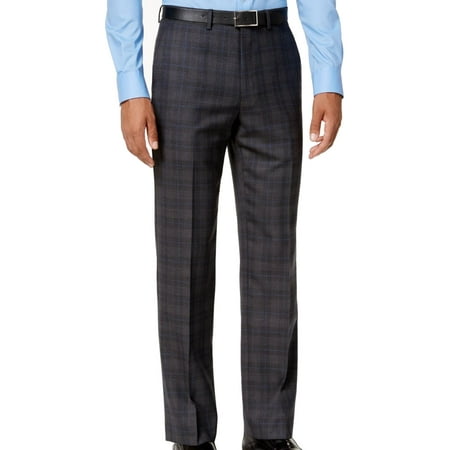 Men 32x30 Dress Plaid Modern Wool Stretch Pants 32