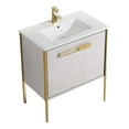 thumbnail image 3 of Fine Fixtures  Oakville Bathroom Vanity  with White Ceramic Sink Mild Grey Oak - Satin Brass Hardware 30 Inch, 3 of 9