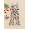 thumbnail image 2 of Coduop Toddler Girl Bell Bottoms Floral Print Sleeveless Crop Top Flare Pants 1-5 Years, 2 of 8