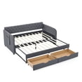thumbnail image 6 of Twin Size Upholstery Daybed with Trundle Bed and Storage Drawers, Expandable from Twin to King, Linen Daybed for Bedroom and Living Room, Dark Gray, 6 of 8