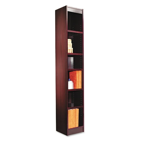 Mahogany Office Wardrobe - Alera Narrow Profile Bookcase, Wood Veneer, Six-Shelf, 12w x 11-3/4d x 72h, Mahogany
