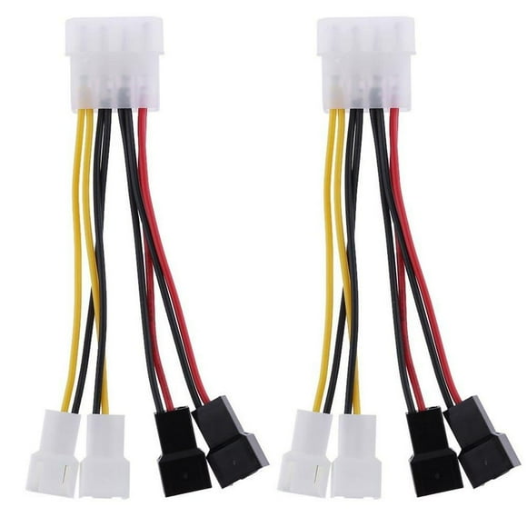 2pcs 4-Pin Molex to 3-Pin fan Power Cable Adapter Connector 12v*2 / 5v*2