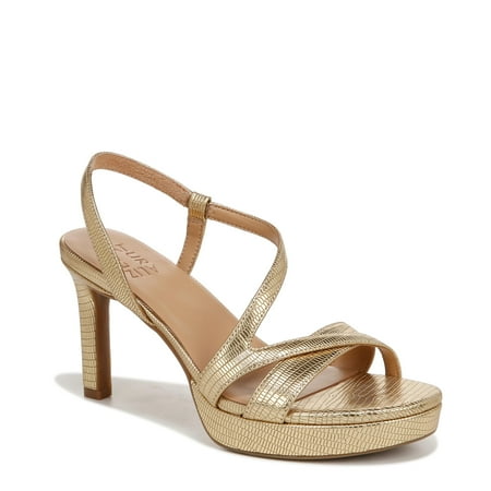 Naturalizer Womens' Abby Strappy Platform Dress Sandals, Dark Gold Faux Leather, 10