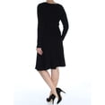 thumbnail image 3 of INC Womens Green Long Sleeve Jewel Neck Knee Length Fit + Flare Dress L, 3 of 3