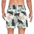 thumbnail image 2 of FORMRS Mens Swim Trunks Mesh Liner Quick Dry Casual Beach Board Shorts with Pockets, Sizes S-2XL, Black Floral Cat Pattern, 2 of 9