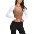 thumbnail image 3 of Wassery Women Long Sleeve Shrugs Cropped Open Front Bolero Shrug Crop Top Cardigan Sun Protection Shawl Arm Sleeve for Exercise Sport Gym, 3 of 5