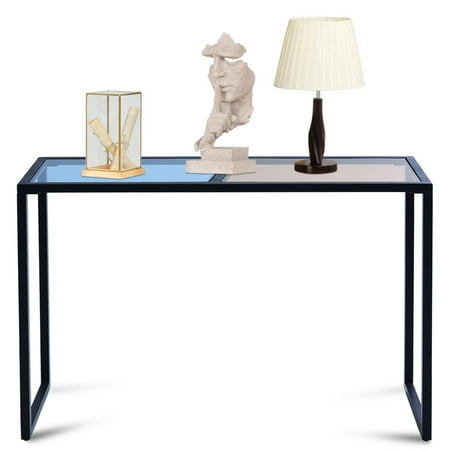Flame Console - Costway Console Table Tempered Glass Top Metal Frame Hallway Entryway Home Furniture