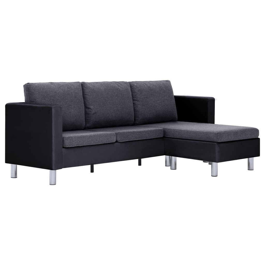 Kepooman Home L-Shaped Faux Leather Sectional Sofa with Cushions for Living Room Small Space, Black & Dark Gray Kepooman Home L-Shaped Faux Leather Sectional Sofa with Cushions for Living Room Small Space, Black & Dark Gray