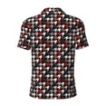 thumbnail image 4 of Rocae Houndstooth Green Red for Men's Short Sleeve Polo Shirt, Quick Drying Performance Moisture Wicking Sports Men's Golf Shirt 3X-Large, 4 of 9