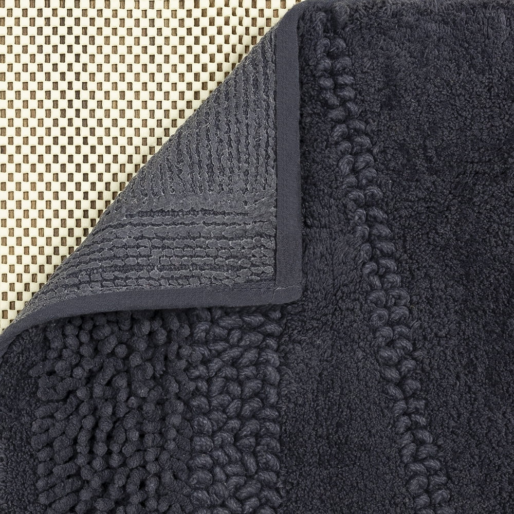 Mohawk Home Plush Cotton Fade/Stain Resistant Non-slip Machine Washable Bath Mat, Charcoal, 1' 5" x 2'