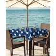 thumbnail image 3 of Fsddascl 4th of July Outdoor Tablecloth - 60x60 Inch Square Dining Table Cover, Independence Day Patriotic White Star Blue Waterproof Outdoor Table Cloth with Umbrella Hole & Zipper for Picnic/Patio, 3 of 7