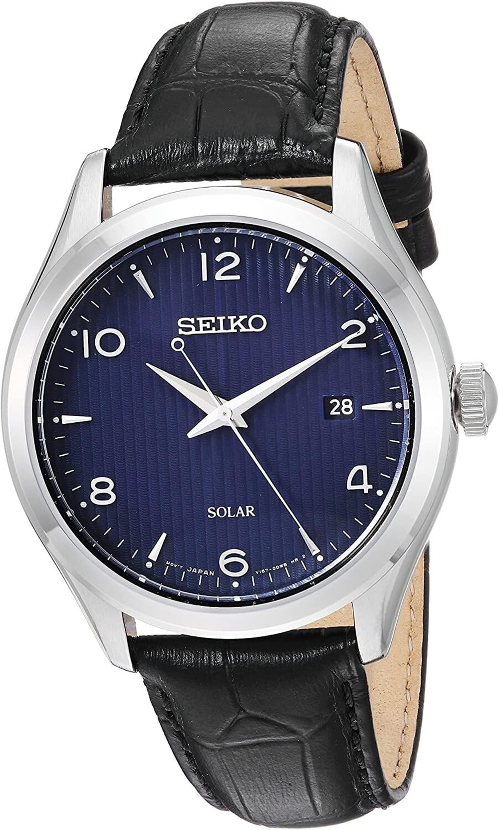 Seiko Men's ' Quartz Stainless Steel and Leather Dress Watch, Color:Black  (Model: SNE491) 