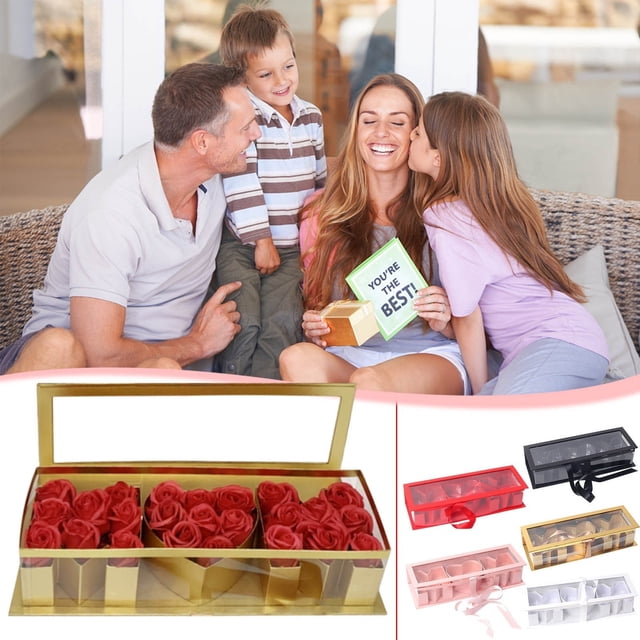 Sentmoon Mothers Day Rectangular Flower Box Window Plantser Everlasting Soap Rose Packaging Gift Box Wedding Souvenir Party Favor Decorative Present Container Keepsake