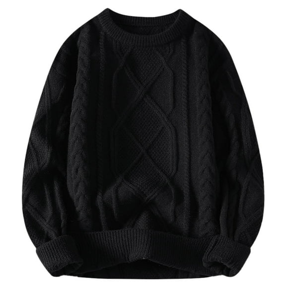 JTieacloth Men's Sweater Loose Fit Casual T Neck Sweater Base Sweater Loose Sweater(Black)