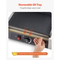 thumbnail image 4 of VEVOR Commercial Panini Grill, 1800W Electric Sandwich Panini Maker, Stainless Steel Sandwichs Press with Handle and Temp Control, 13.5x9.3 in Full Grooved Enamel Plate, for Hamburger Steak Bacon, 4 of 9