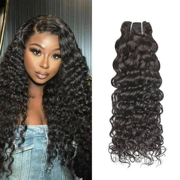 WEQUEEN Water Wave Hair Bundles 12-28 Inch Budget Friendly 10A Grade Brazilian 100% Human Hair Quick Weave Sew in/Glue in
