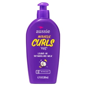 Aussie Miracle Curls Leave-in Detangling Milk, for Curly Hair Types Paraben Free, 6.7 fl oz