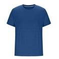 thumbnail image 3 of RYRJJ Men's Short Sleeve Cotton T-Shirts Casual Crew Neck Workout Athletic Tee Shirt Summer Soft Comfy Basic Tops(z1-Dark Blue,XL), 3 of 5