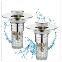 2 Pcs Bathroom Sink Drain Strainer - Universal Stainless Steel Floor Drain Filter, Pop Up Sink Drain Stopper Hair Catcher, Anti Clogging Removable Drain Plug