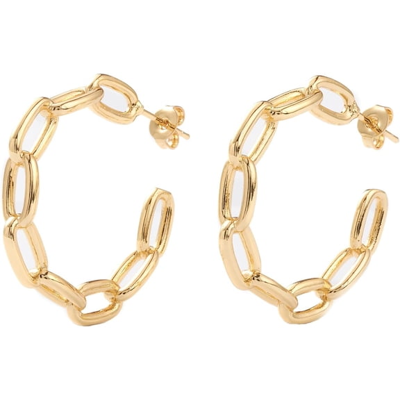Chain Loop earrings Chain cuff earrings 18K gold plated European fashion pendant earrings suitable for women
