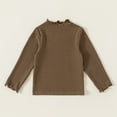 thumbnail image 2 of yocbz Baby Girl Long Sleeve Blouse Toddler Ruffle T-Shirt Kid Solid Color Tee Casual Tops Winter Clothes Coffee,6-12 Months, 2 of 3
