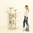 thumbnail image 2 of 63" Cream White Cat Tree - Multi-Level Tower with Scratching Posts, Condo & Bed | Perfect for Living Room & Playtime!, 2 of 7