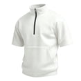 thumbnail image 6 of Mens Short Sleeve Zip Up Mock Neck Sweatshirt Relaxed Fit Casual Pullover Top with Pocket, 6 of 7