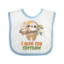Inktastic Cute Sloth I Love My Memaw Boys or Girls Baby Bib