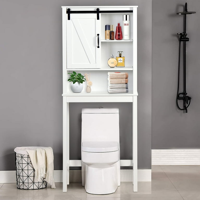 SESSLIFE Over The Toilet Storage Cabinet Bathroom Organizer with Adjustable  Shelf & Door for Toilet, Home Space-Saving Furniture