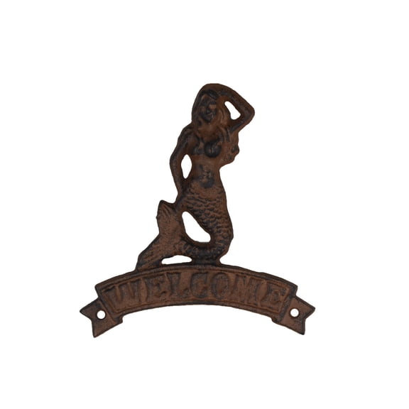 Rustic Cast Iron Beach House Mermaid Welcome Front Door Sign Nautical Wall Art Coastal Home Decor