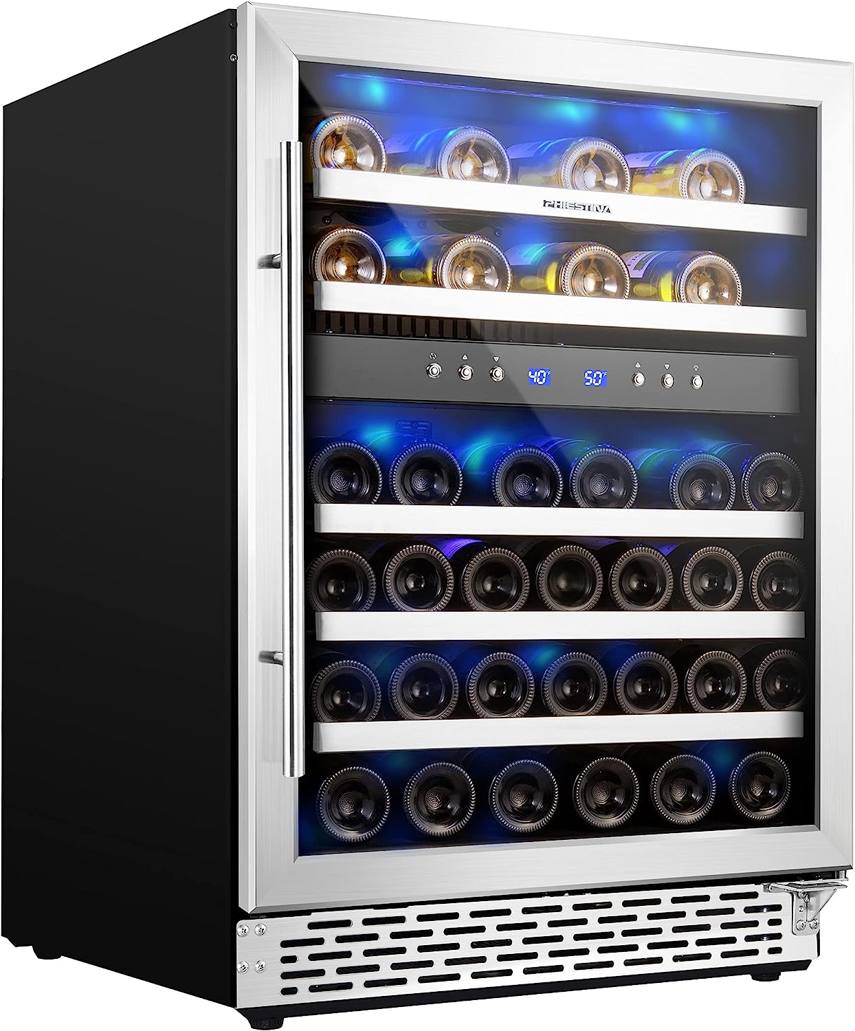 YELROL Dual Zone Wine Cooler Refrigerator 33 Bottle Free Standing