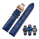 thumbnail image 4 of Correa de reloj de cuero negro y azul con hebilla de mariposa para hombre y mujer, compatible con todas las marcas de relojes, 12/14/15/16/18/19/20/22/23 mm, 4 of 5
