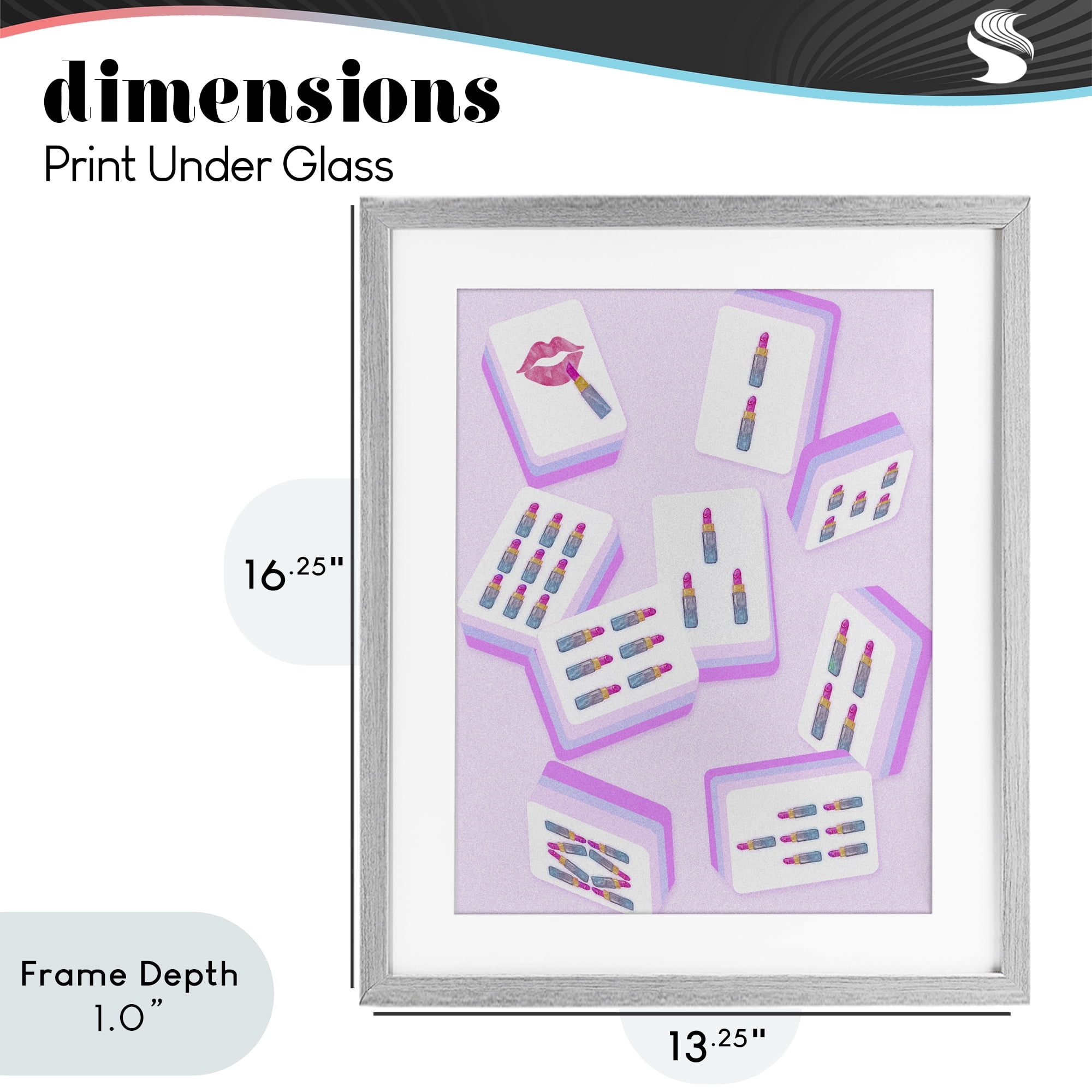 Stupell Industries Glam Lipstick Mahjong Tiles Gray Framed Print Under Glass, design by Ziwei Li