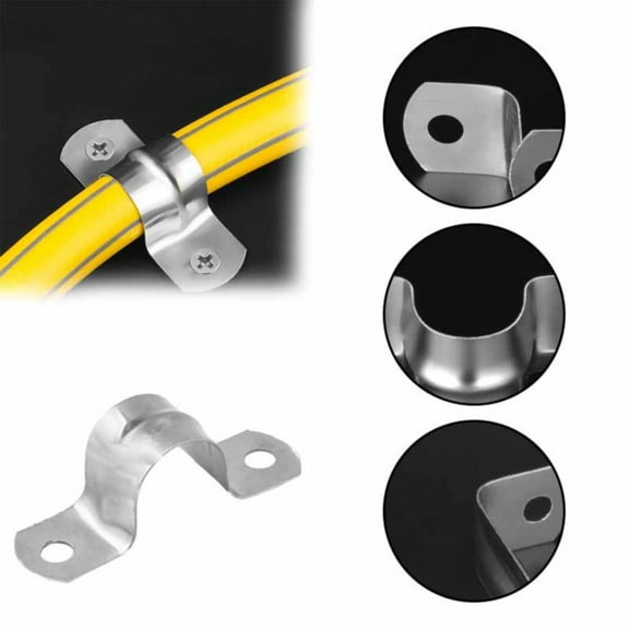 GBAYXJ U Shaped Pipe Clamp Stainless Rigid Pipe Strap U Shaped Bracket With Two Holes Used To Fix Pipe Hoses And Wire Ropes(Silver)