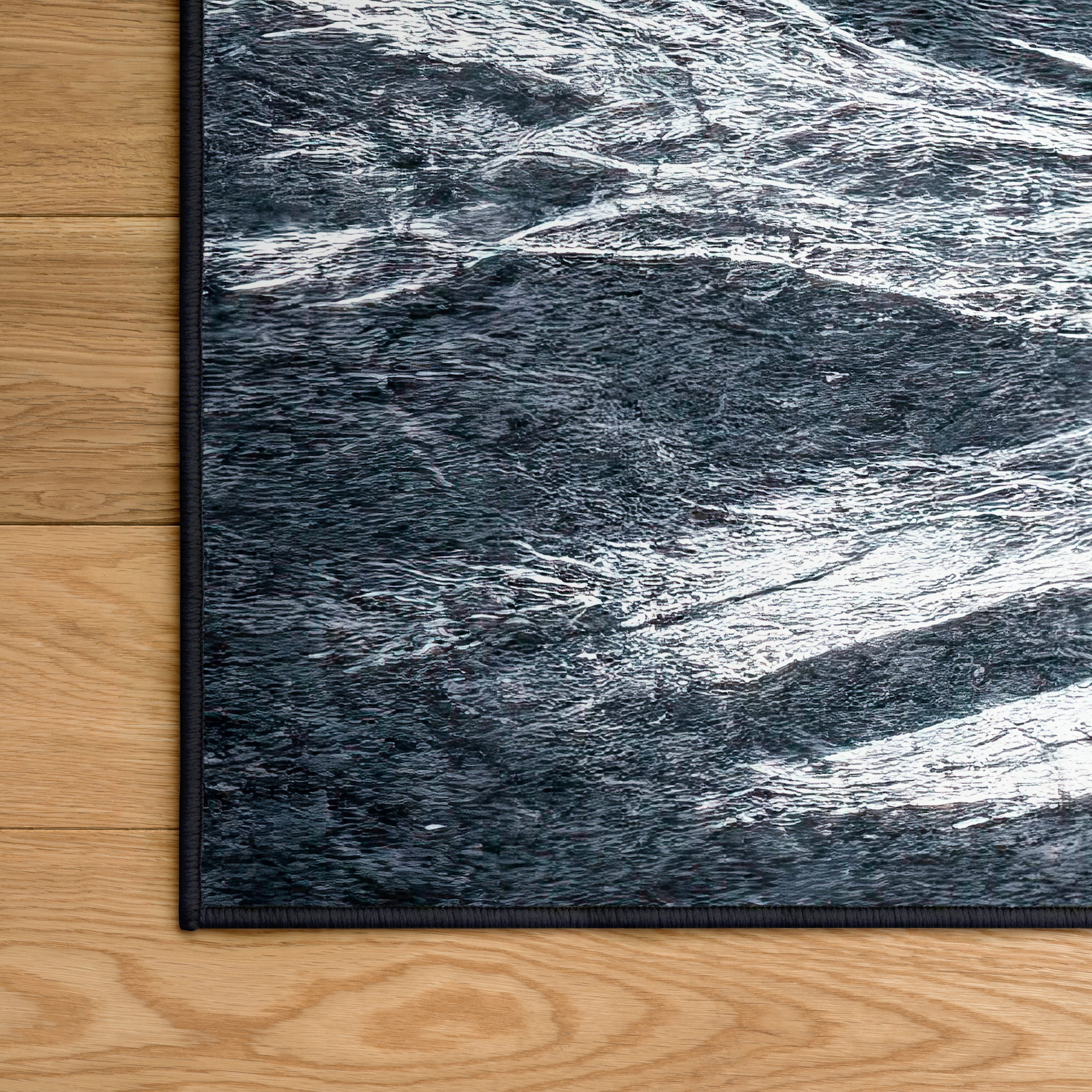 Feather I Dark Washable Art Area Rug size 8'x10', Power-loomed, Heavenly Softness with Non-Slipping Backing