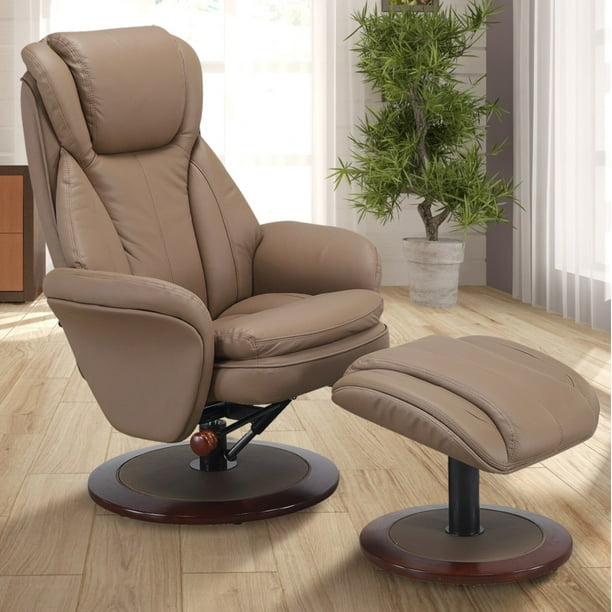 Comfort Chair by Mac Motion Norway Recliner and Ottoman in Sand Leather - Walmart.com - Walmart.com