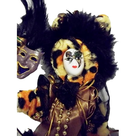 White Mardi Gras Jester Doll 7  Leopard with stand price history on PriceWatchPro