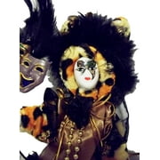 White Mardi Gras Jester Doll 7" Leopard with stand