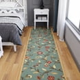 thumbnail image 5 of Ottomanson Extra Long Runner Rug 2'7" x 49' – Non-Slip Low Pile Hallway Carpet, Floral Seafoam Green, 5 of 7