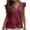 Wine, variant on TGSLY Women's Linen V Neck Tank Tops Lightweight Soft Ruffle Cap Sleeve Shirts Loose Fit Dressy Casual Solid Color Tunic Blouses S