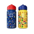 thumbnail image 2 of Kids 14 oz Water Bottle (Set of 2) Boys - BPA Free Stainless Steel, Replacement Straws, 20 Name Stickers, Leak Proof, 2 of 5