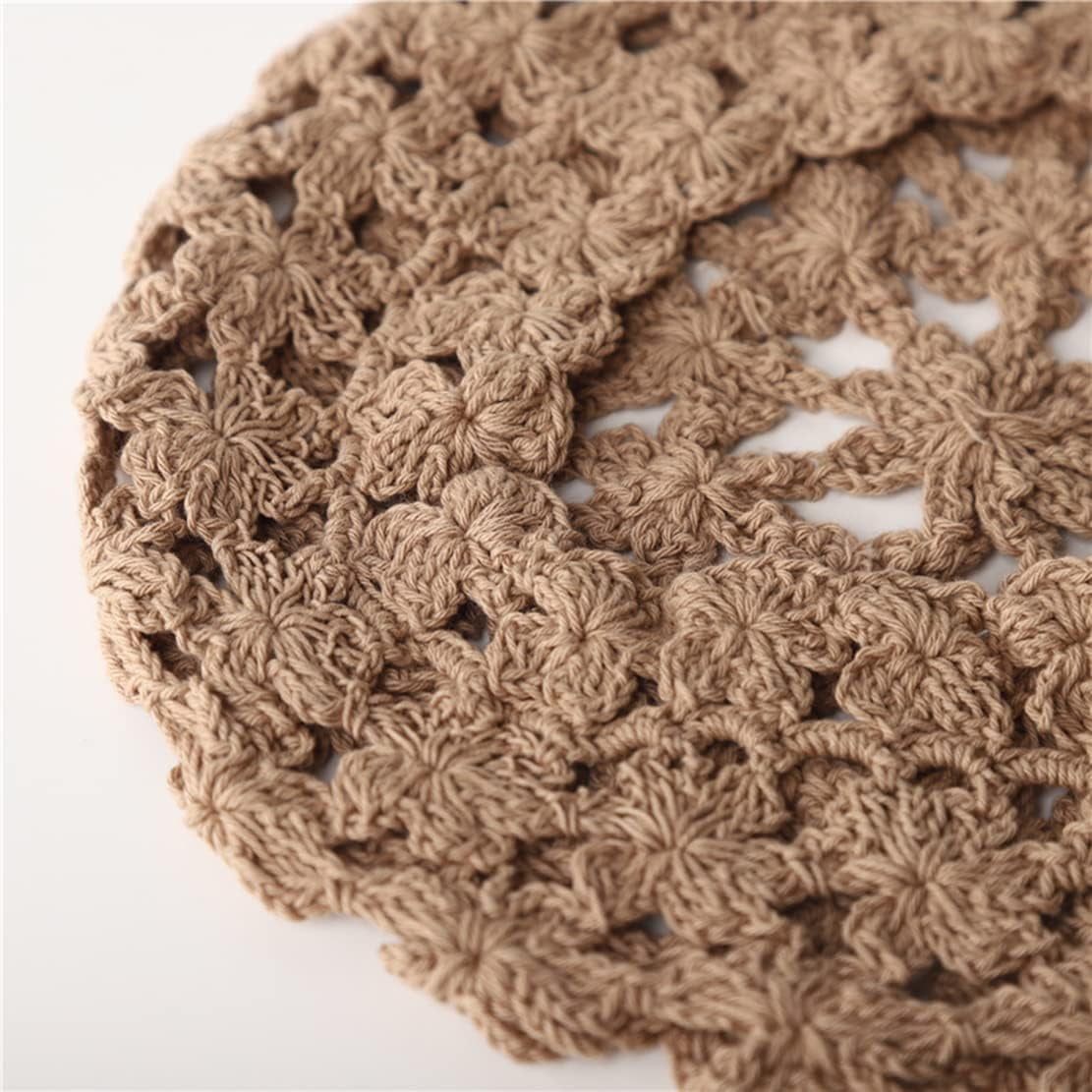 LinYooLi Hand Hook Hollowed-Out Petal-Shaped Beret, Hair Cap