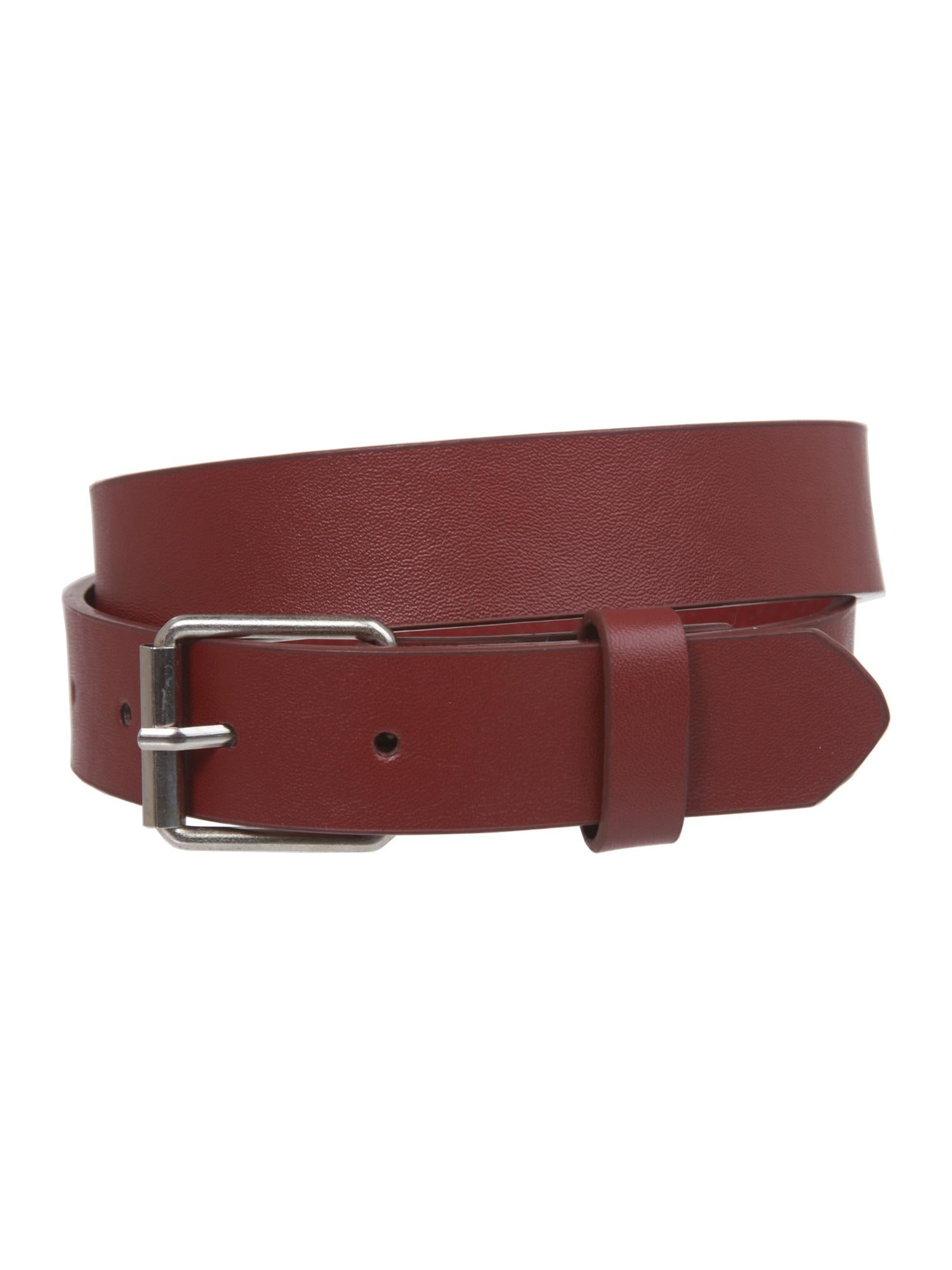 Size M 33/"-37/" Snap On Brown Leather Belt with Buckle