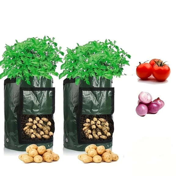 2PCS Potato Grow Bags, Garden Planting Bag with Reinforced Handle, Thickened Nonwoven Fabric Pots for Tomato, Vegetable and Fruits