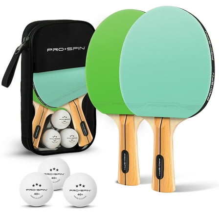 PRO SPIN Ping Pong Paddles - High-Performance Set with Premium Table Tennis Rackets, 3-Star Ping Pong Balls, Compact Storage Case | Professional Quality Ping Pong Paddle Set (2-Player Set)